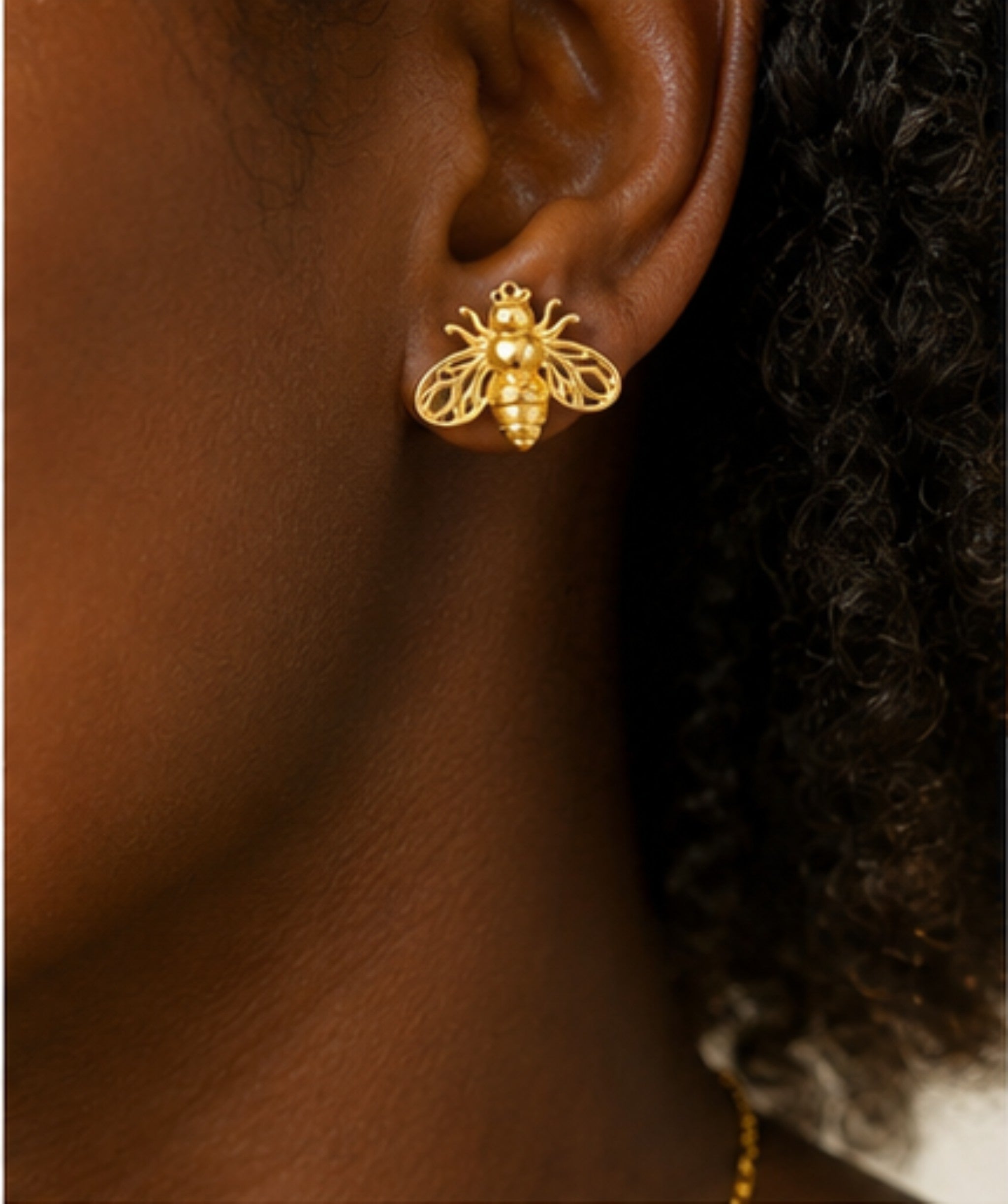 Golden Bee Stud Earrings