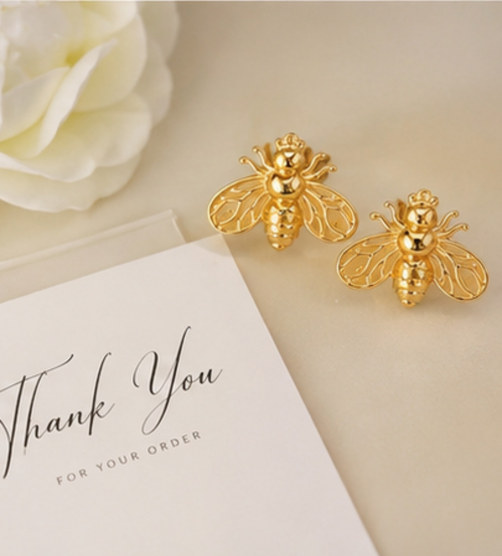 Golden Bee Stud Earrings