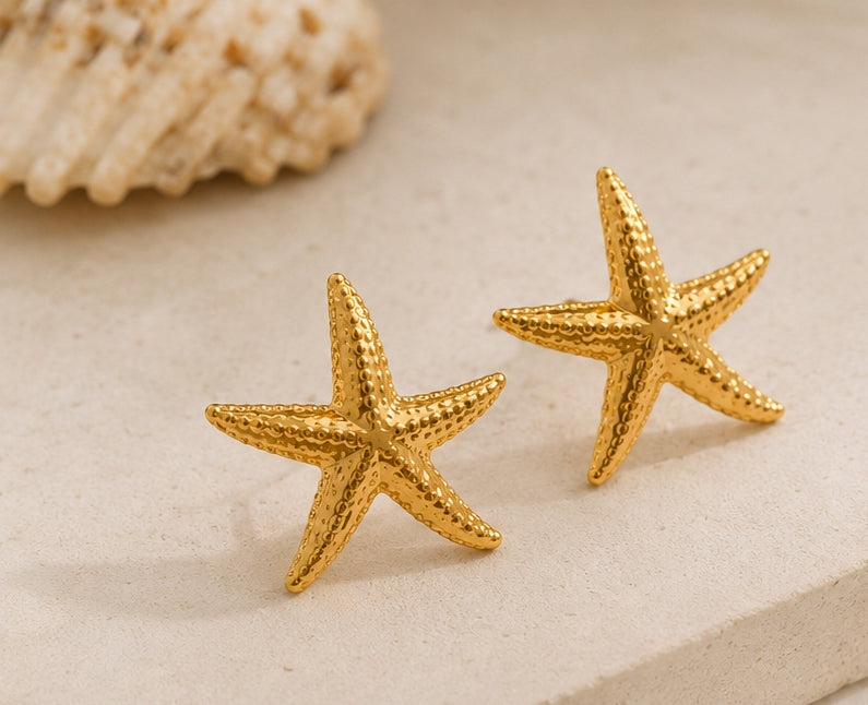 Golden Starfish Studs