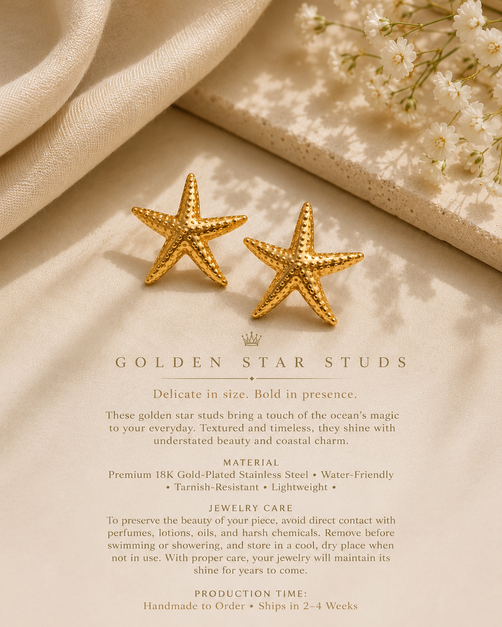 Golden Starfish Studs