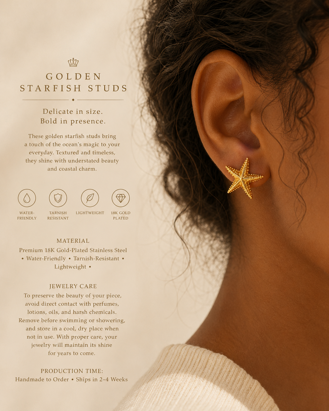 Golden Starfish Studs